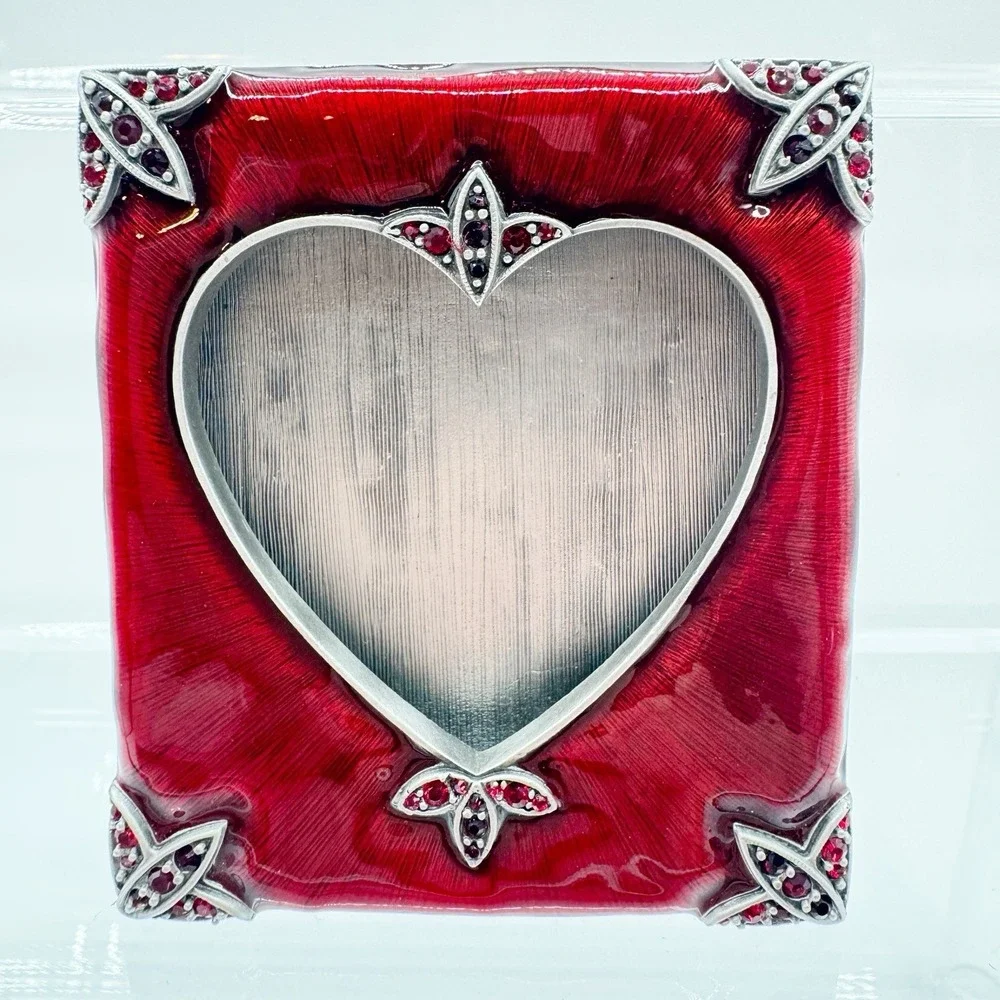 Jay Strongwater Red Enameled Mini Picture Frame Heart Square 3